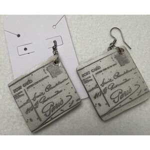 Paris Postcard Statement Earrings – Lightweight with Sterling Silver Hooks